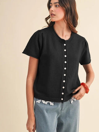 Short sleeve sweater cardigan