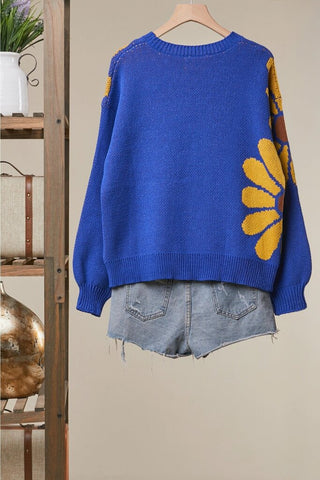 Floral Daisy Design Knit Sweater alternate view 1