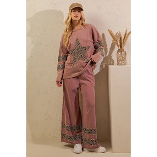 Leopard Star Mineral Wash Lounge Top