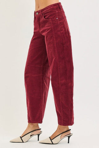 Risen Slouchy ankle barrel corduroy pants