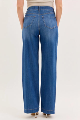 High Rise Pull-On Wide Leg Denim
