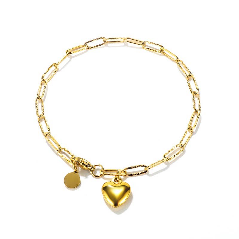 JOSSLYN by wall to wall - 18K STAINLESS STEEL TARNISH FREE HEART BRACELET | 40B5132