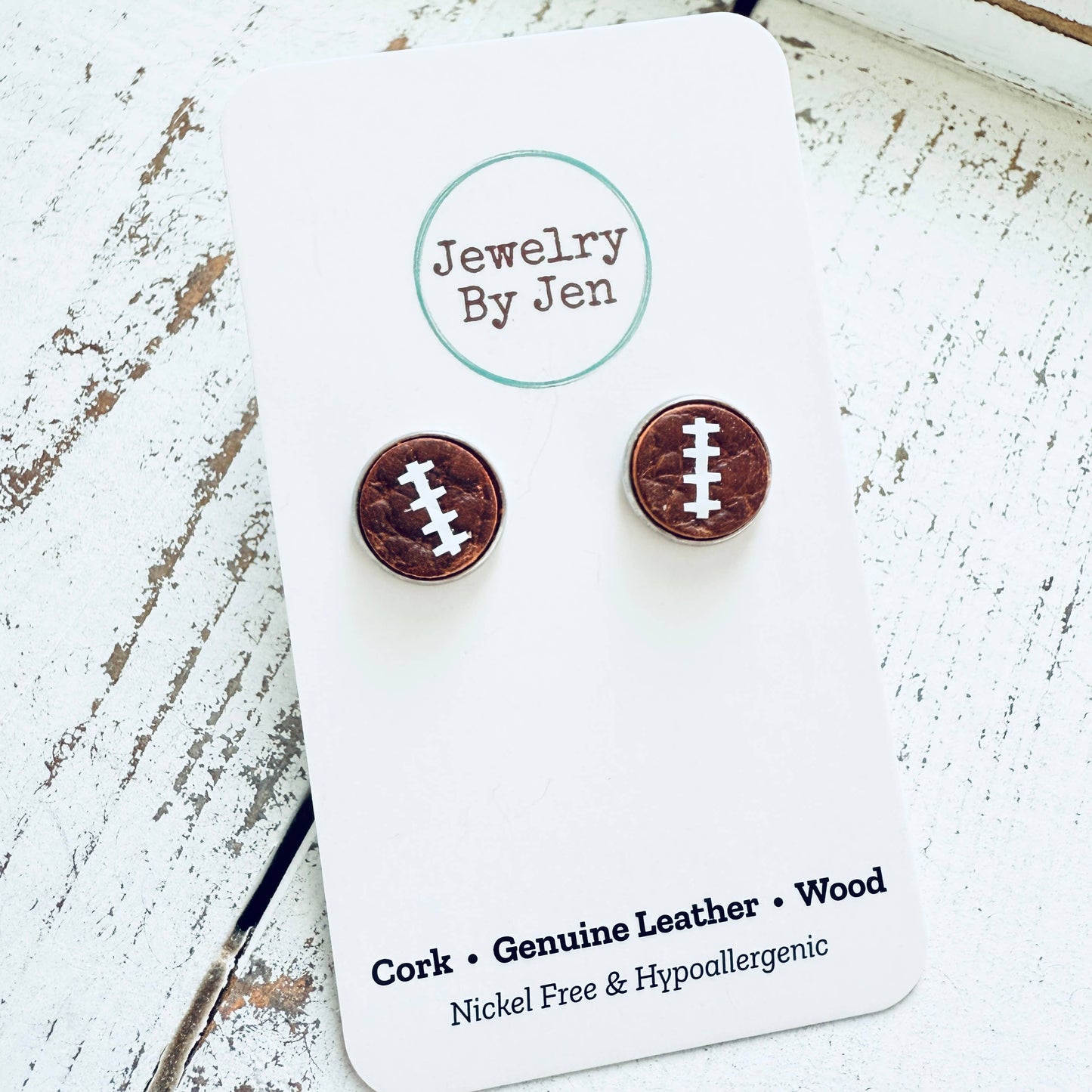 Jewelry By Jen - Stud Earrings: Football