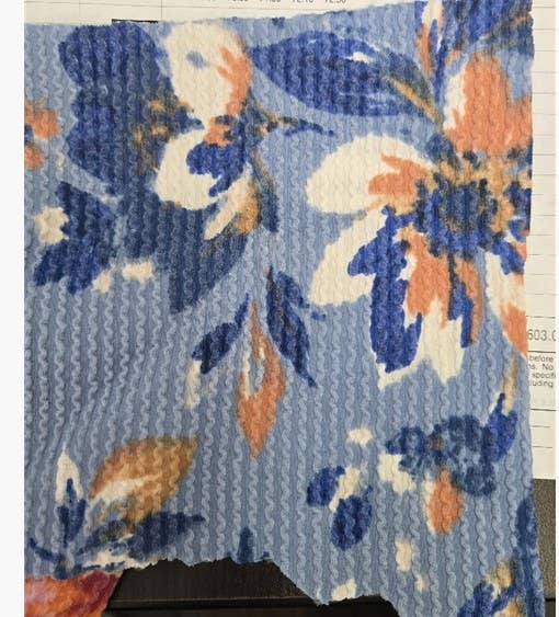 HEIMISH - ET7795-13 SHORT SLEEVE V NECK URBAN RIBBED FLROAL PRINT TOP