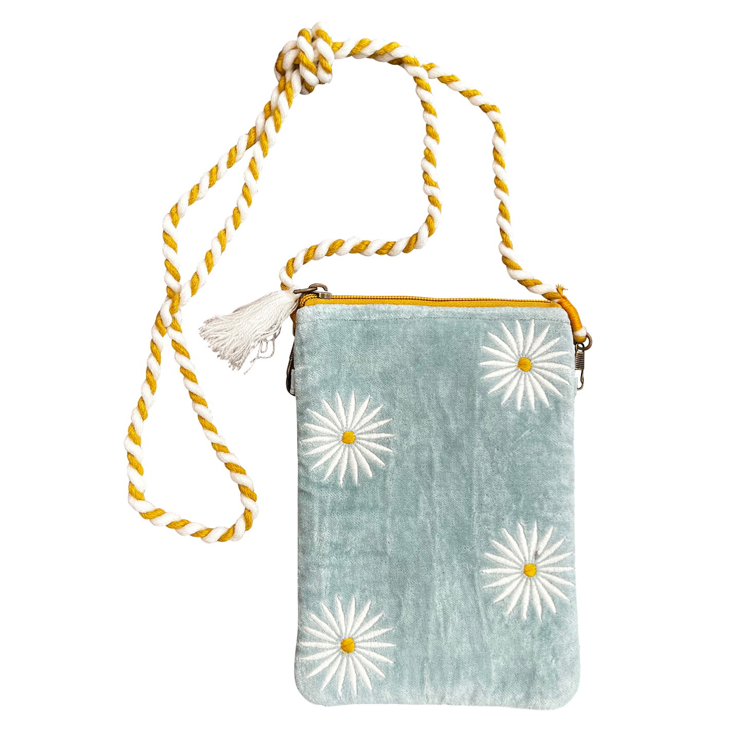 Chloe & Lex - Daisies Cotton Velvet Sling Secure Crossbody Bag for Women