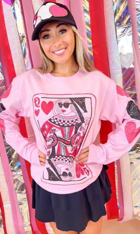 Sugar Stitch - Queen of Hearts Valentine Graphic Long Sleeve T-Shirt