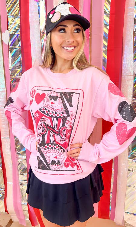 Sugar Stitch - Queen of Hearts Valentine Graphic Long Sleeve T-Shirt