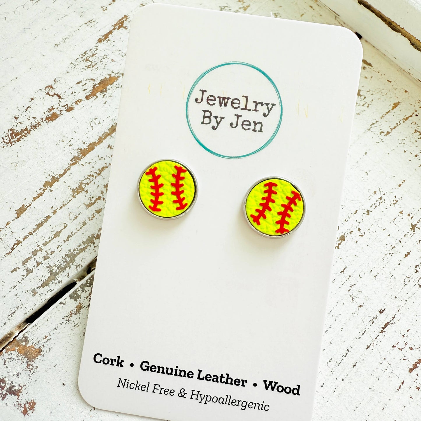 Jewelry By Jen - Stud Earrings: Softball