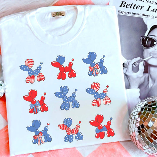 Patriotic Balloon Dog July 4th Graphic Shirt Comfort Color