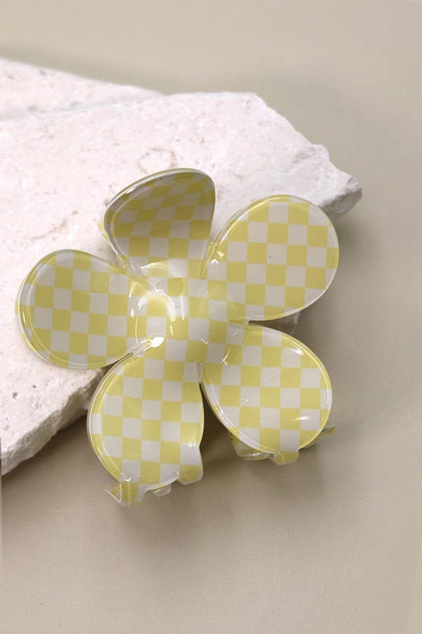 JOSSLYN by Wall to Wall - JUMBO CHECKER FLOWER HAIR CLAW CLIP | 40H644