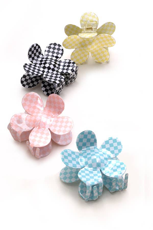 JOSSLYN by Wall to Wall - JUMBO CHECKER FLOWER HAIR CLAW CLIP | 40H644