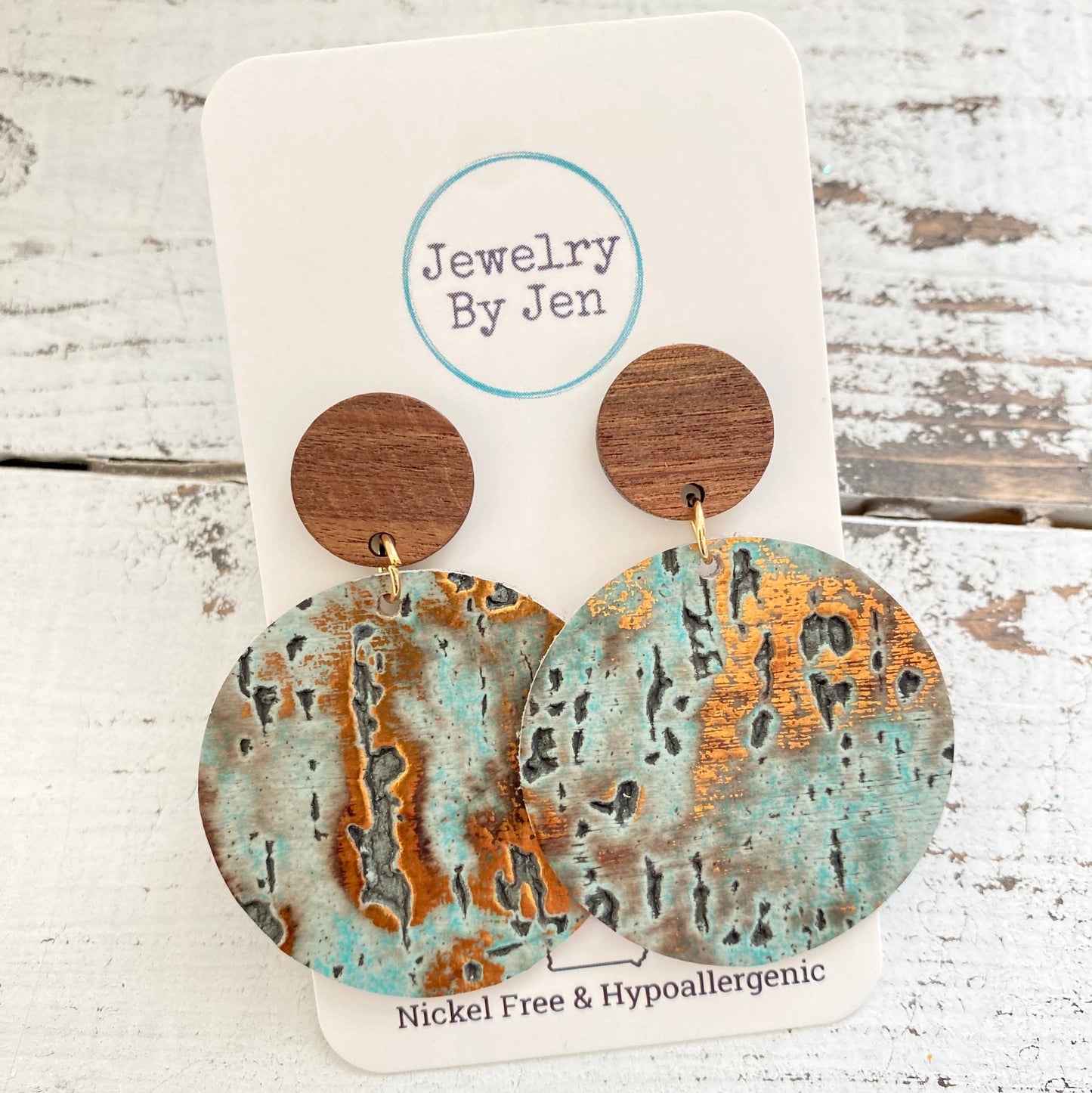 Jewelry By Jen - Wood Stud Earring: Turquoise Wildwood