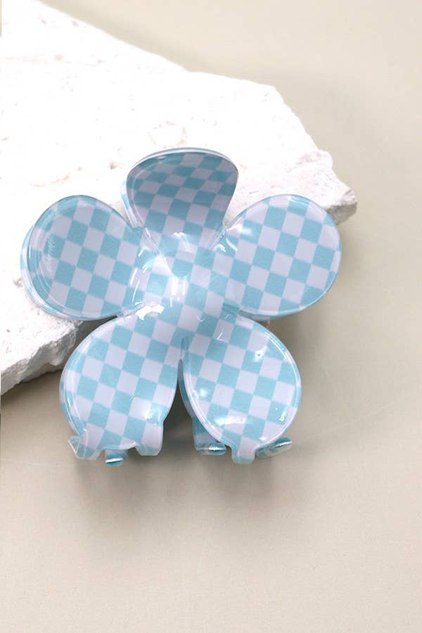 JOSSLYN by Wall to Wall - JUMBO CHECKER FLOWER HAIR CLAW CLIP | 40H644