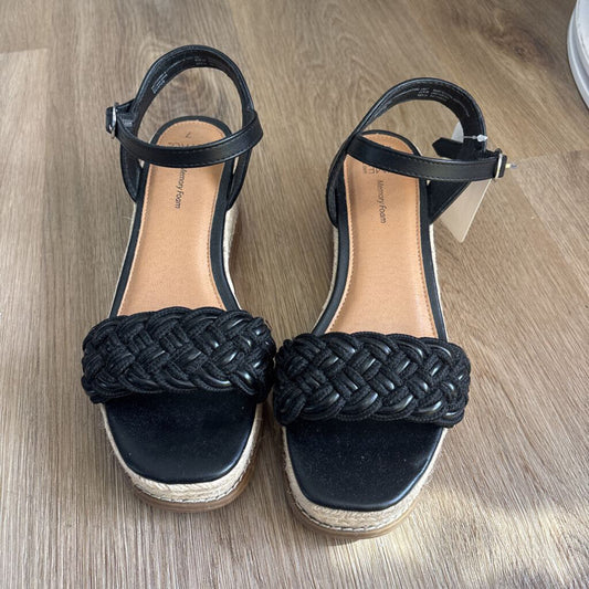 Woven braided block heel sandal