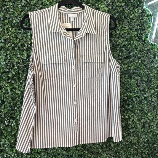 Striped button ups tank w/ collar
