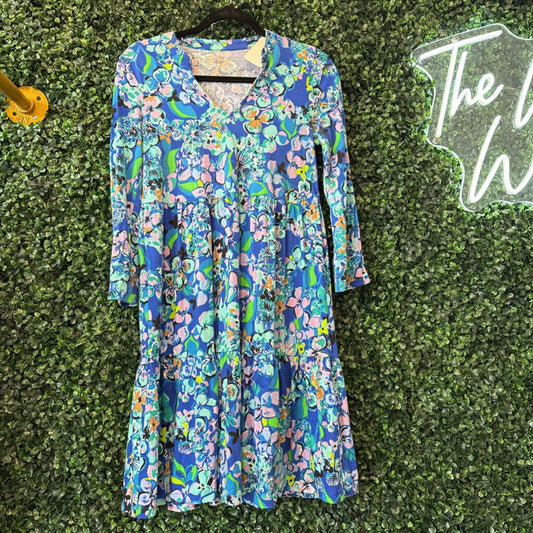 3/4 sleeve floral mid length
