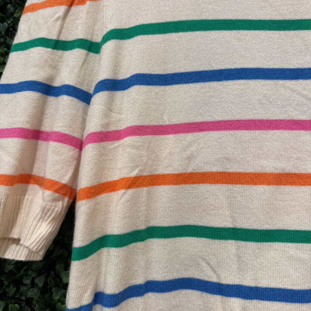 Short sleeve striped sweater