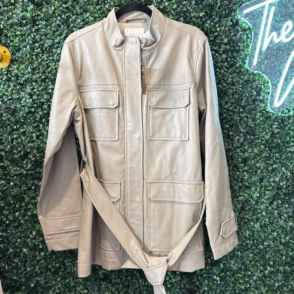 Pleather coat w/ belt