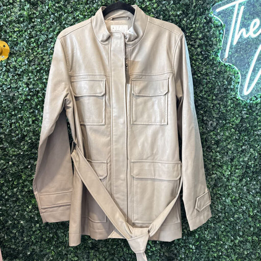 Pleather coat w/ belt