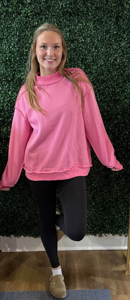 Reversible oversized mock neck