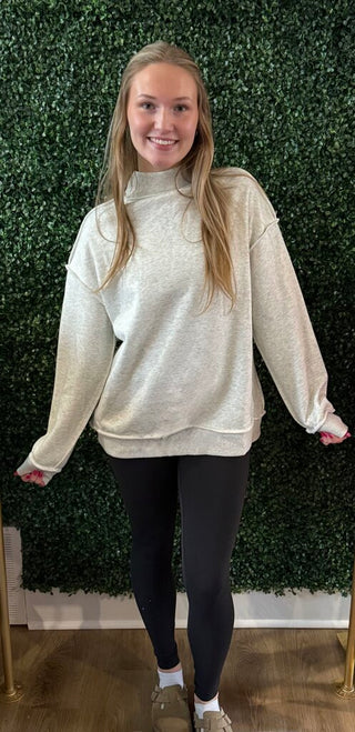 The White Willow reversible oversized mock neck sweater in grey