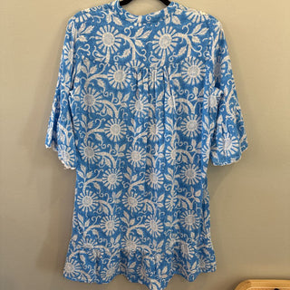 Flowy Sleeves Mini Dres W/ White Floral Print