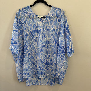 S/S, Flowy/Sheer, Geo Paint Strokes W Raised Circle Design