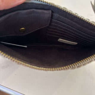 Woven leather pouch