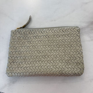 Woven leather pouch