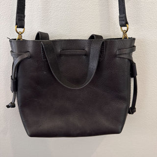 Leather drawstring crossbody