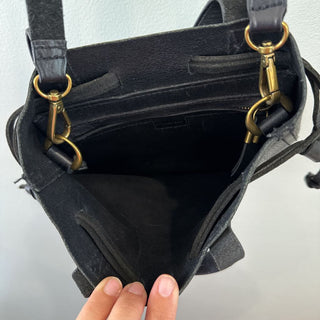 Leather drawstring crossbody