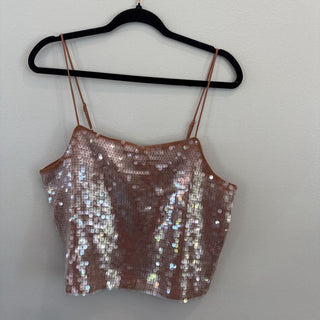 Spaghetti strap sequin cropped top