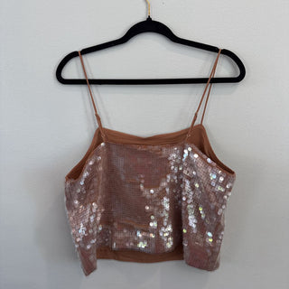 Spaghetti strap sequin cropped top