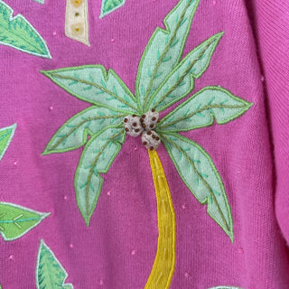 3/4 sleeve palm tree vintage sweater