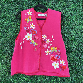Heart/flower knit vest