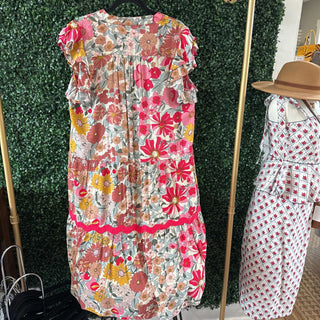 Floral v neck maxi w/ rick rack