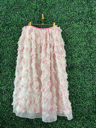 Floral ruffled midi skirt