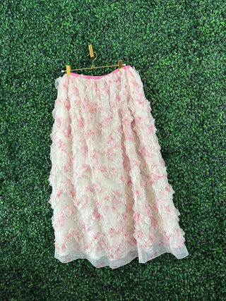 Floral ruffled midi skirt