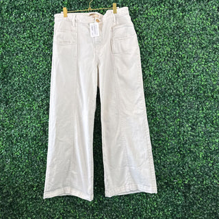 Wide leg exposed seam pants