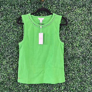 Ribbed tank w/ pearls