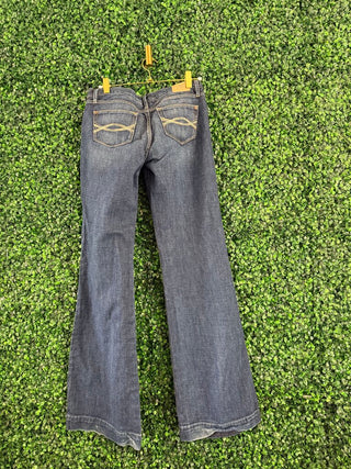 Abercrombie & Fitch dark wash lower rise jeans, alternate view