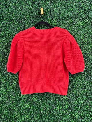 Entro reddish coral sweater, button detail