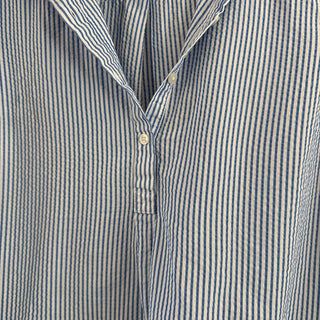 Short sleeve seersucker half button top