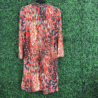 Long sleeve patterned dress w/ collar