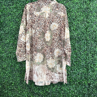 Chico's Green & Cream Sheer Tunic Top – Size L (2) | New with Tags