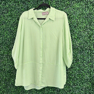 Striped button down top