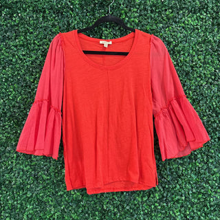 Solid bell sleeve top