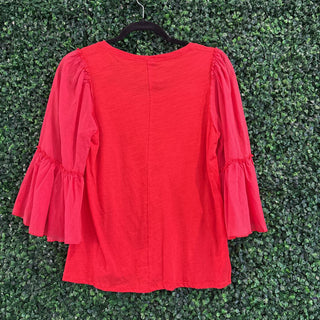 Solid bell sleeve top