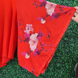 Bat wing kimono w/ embroidery