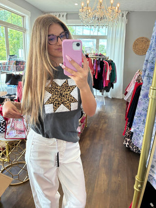 Quilt Leopard Star Patchwork Tee